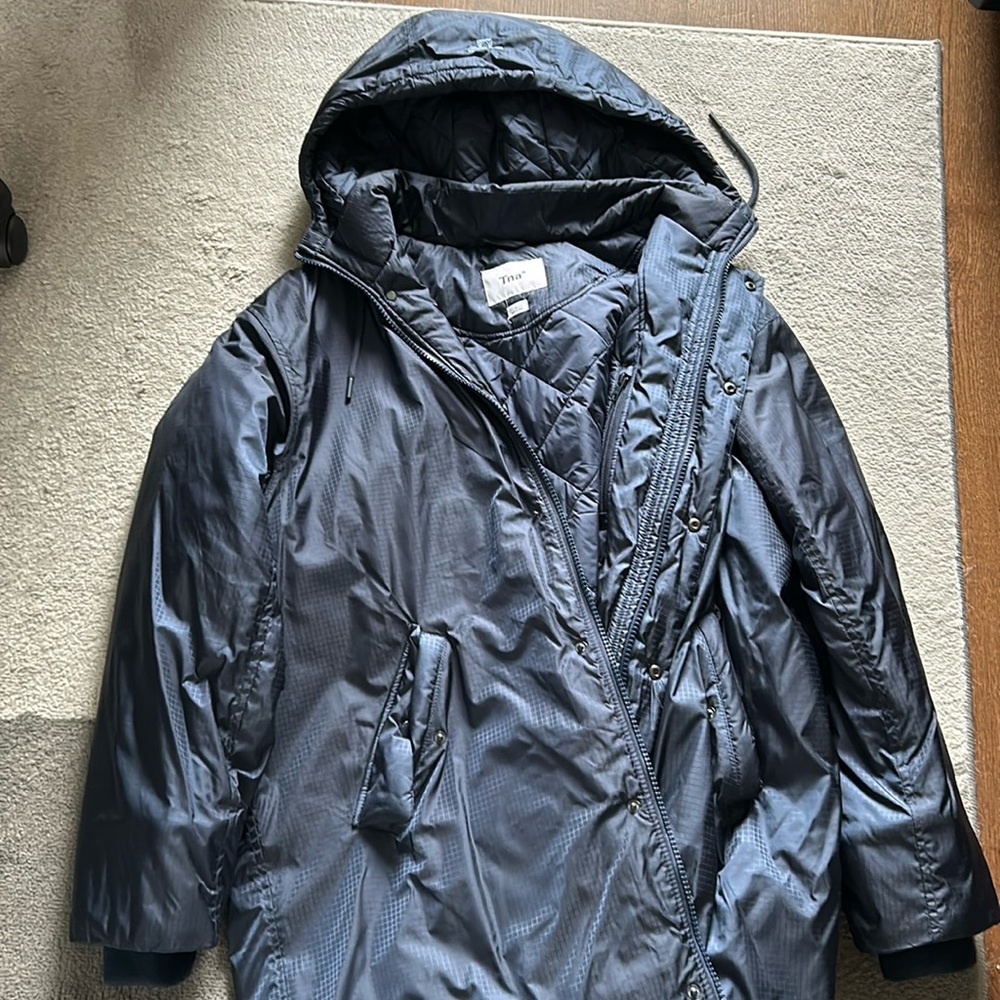 TNA Aritzia Slater Coat Blue Hooded Winter Parka